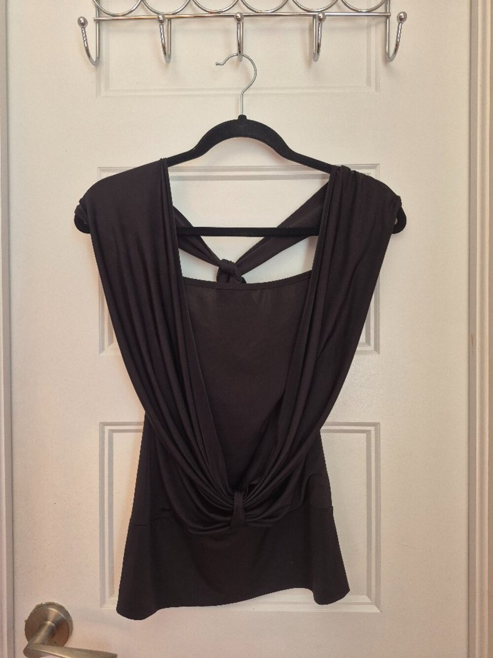 COLORI Black Draped Tie-Detail Top – Size Small